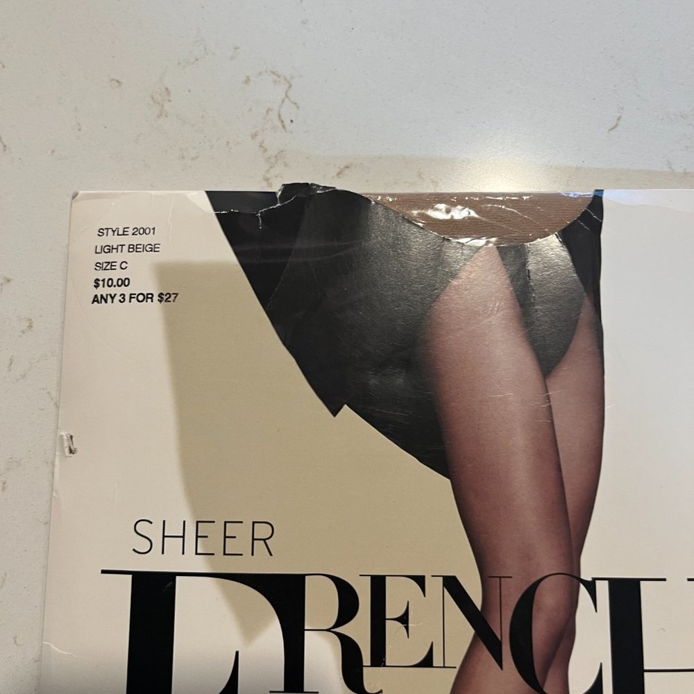 Pantyhose  Nordstrom French Cut Sheer Control Top Lite Beige Size C Open NOS